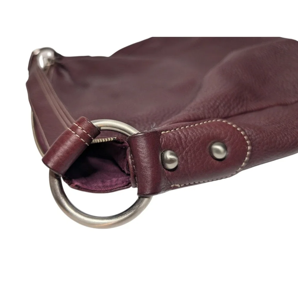 Talbots Oxblood Pebbled Leather Hobo Shoulder Bag Gold Hardware Classic Preppy
